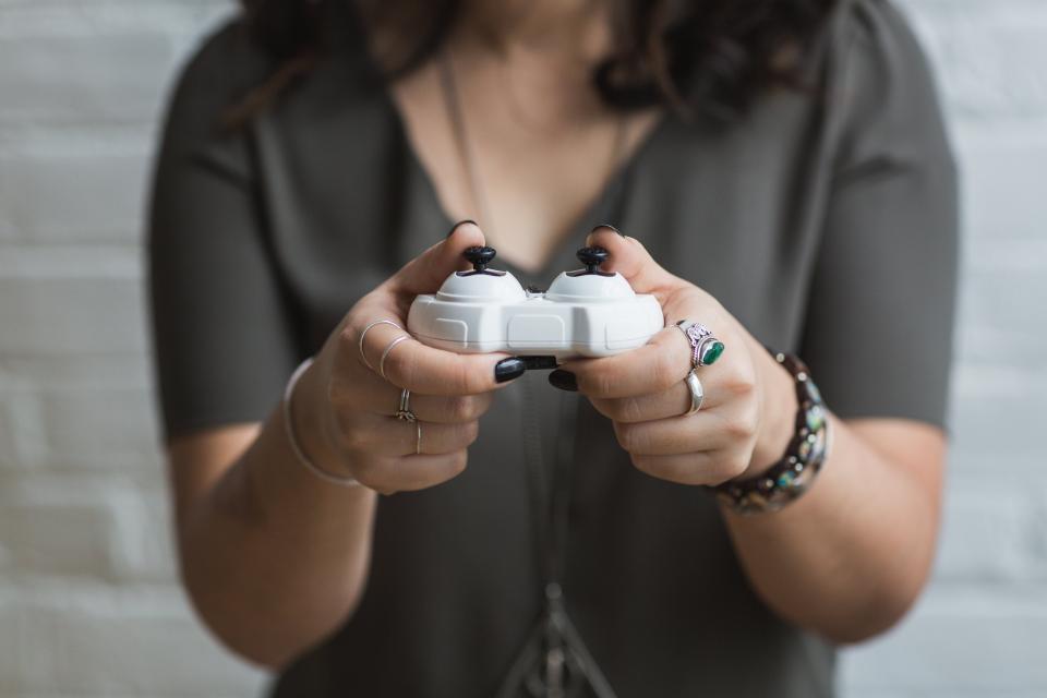 Woman playing video games